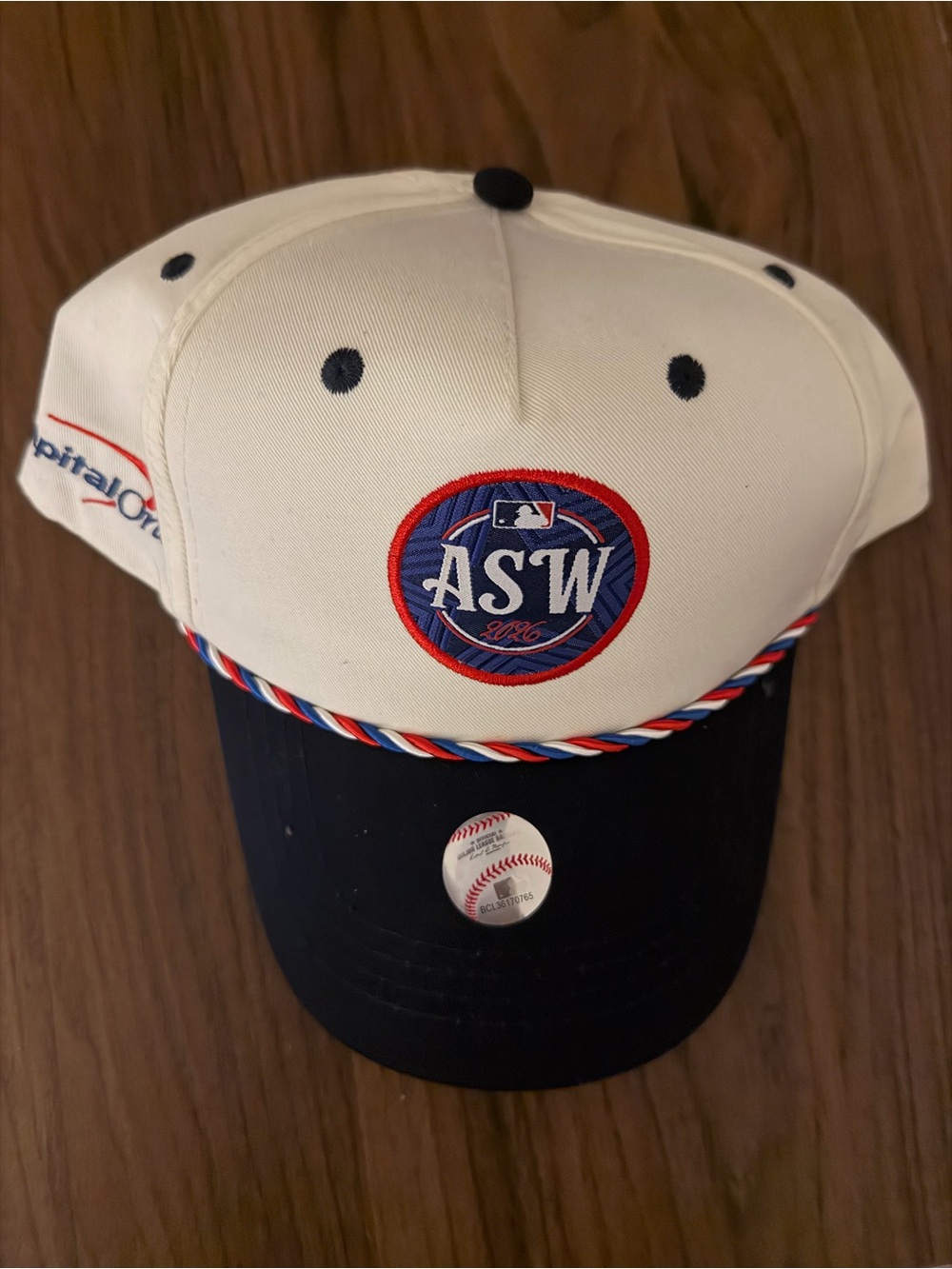 MLB All Star Weekend Two-Tone White and Navy Rope-Trim Hat